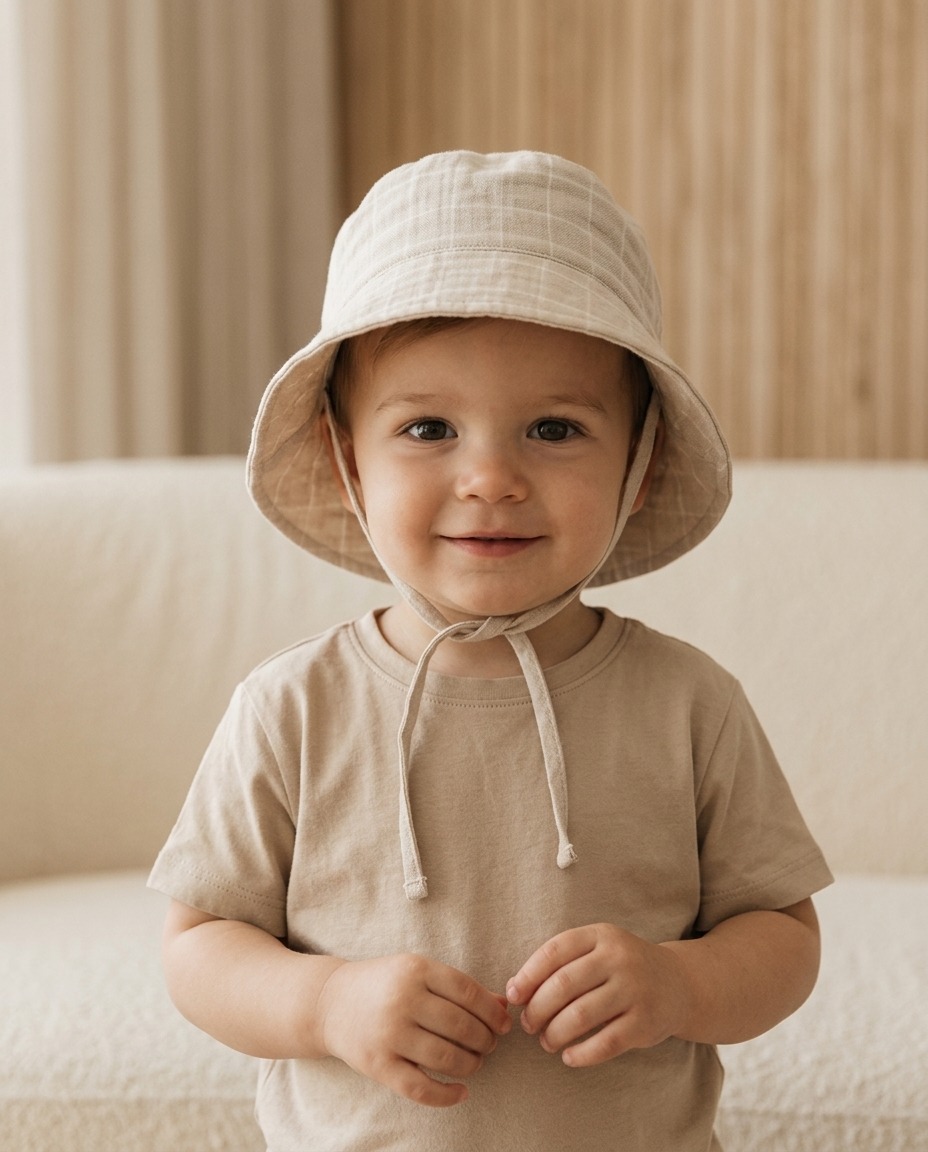 Müslin Bebek Şapka — nakış mockup örneği